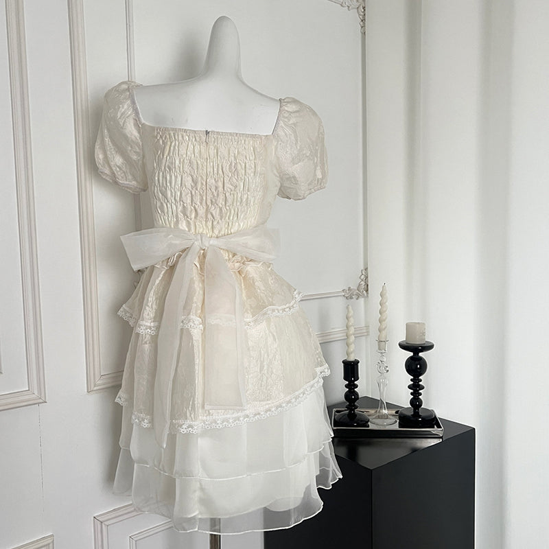 BXOXO - summer inspo Sweet Mini Dress Vintage Korean Elegant Fashion Party Dress Women Fairy Princess Puff Sleeve Dress Summer 2025
