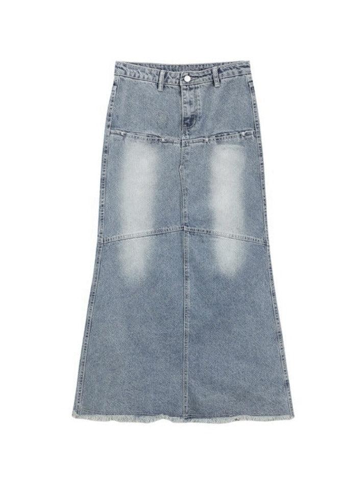 Vintage Denim Mermaid Maxi Skirt