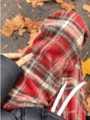 BXOXO Vintage Red Plaid Pants Women  Harajuku Korean Style Checked Trousers Y2k Streetwear Classic Pants Warm Winter Wide Leg
