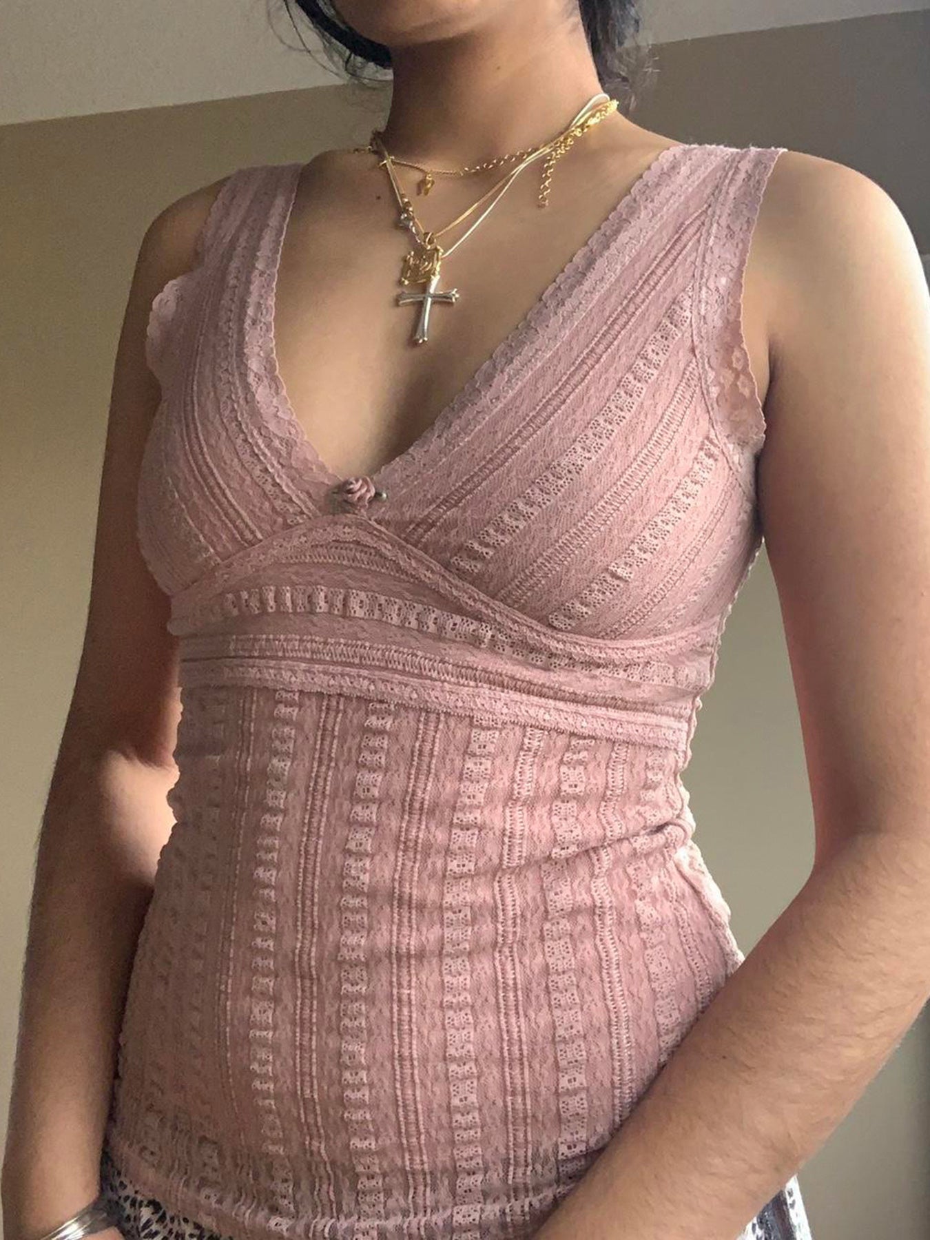 BXOXO - summer inspo Pink Sweet Slim Sleeveless V Neck Cute Y2K Lace Vest Top Women 2000s Kawaii Clothes