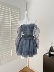 BXOXO France Elegant Fashion Fairycore Evening Dress Women Mesh Splicing Strapless Mini Party Dress Casual Chic Holiday Clothing New