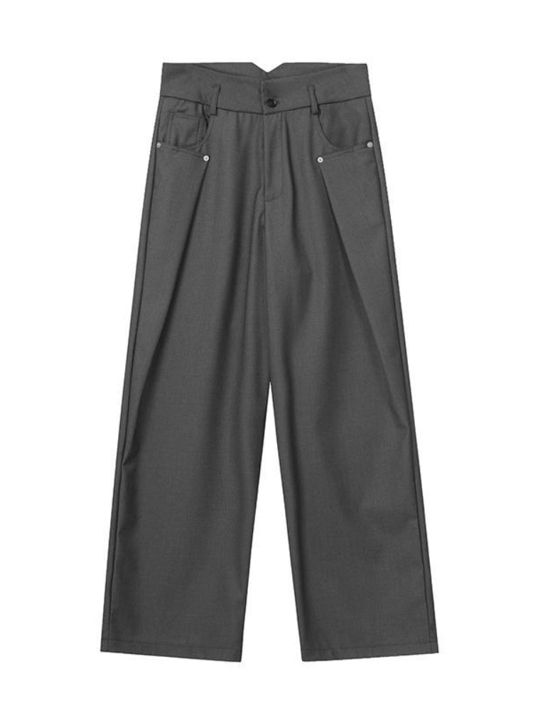 BXOXO Women Wide Leg Suit Pants Gothic Black Aesthetic Pleated Trousers Gray Oversized Y2k Korean Streetwear Harajuku Casual