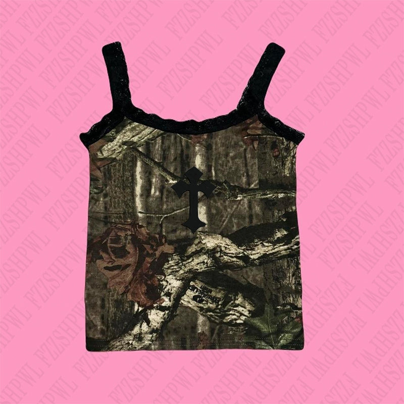 Bxoxo Y2K Women's Sleeveless Suspender New Chic Lace Gothic Aesthetic Punk Emo Girls vintage Streetwear Women's Hot Pants Mini Shorts