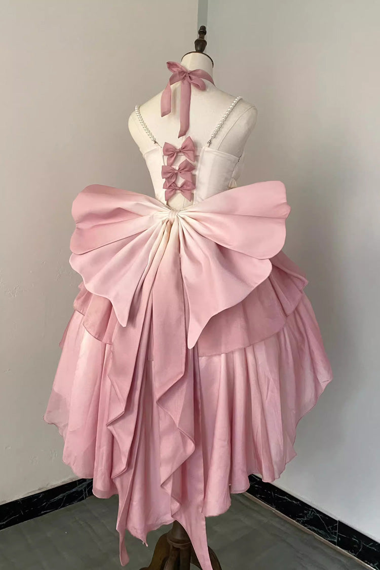 BXOXO - Gradient Pink Hanayome Hollow Bowknot Sweet Princess Lolita Dress