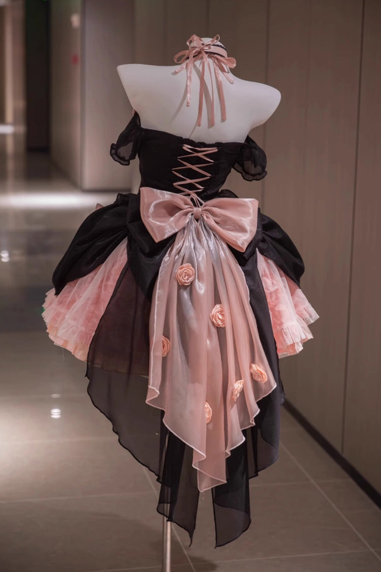 BXOXO - Black/Pink Multi-layer Hanayome Bowknot Fishbone Elegant Princess Sweet Lolita Jsk Dress