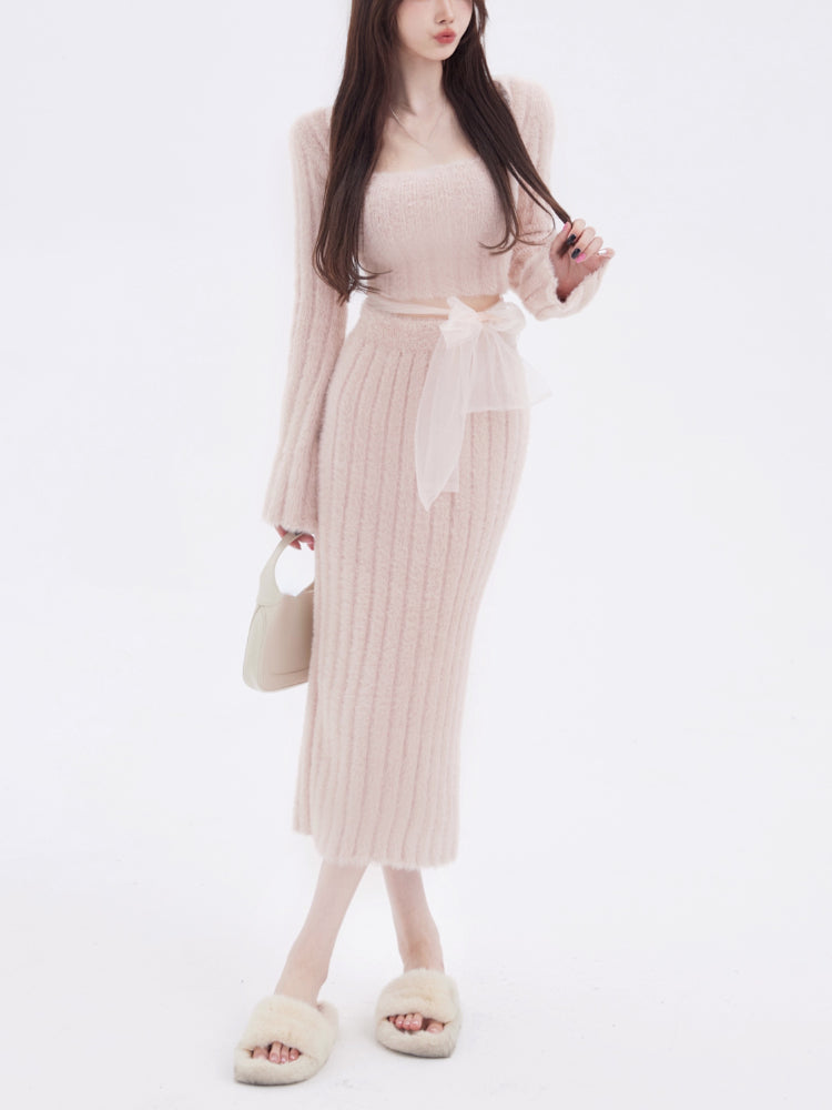 BXOXO party look inspos Autumn Sweater Knitted Suits Female Elegant 2 Piece Skirt Sets Korean Fashion Even Party Y2k Mini Dress Office Lady Short Skirts