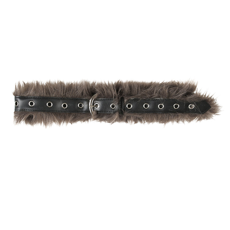 BXOXO - summer inspo Fashion Vintage Faux Fur Spliced Leather Pu Women Belt Chic Hottie Y2k Simple All-Match Waist Accessories