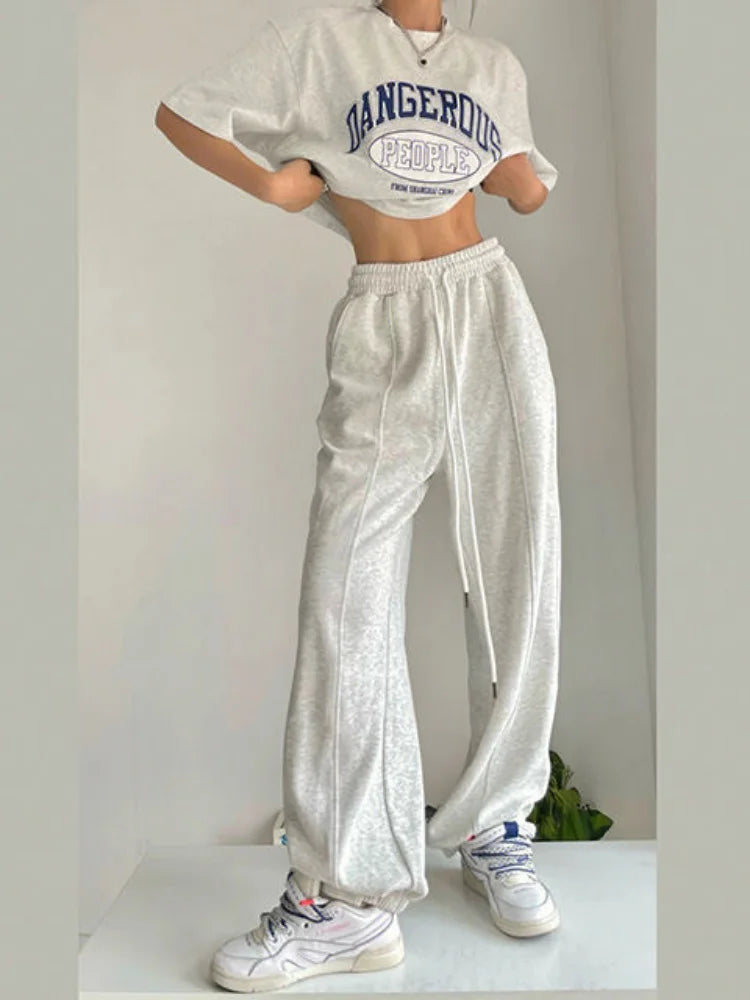 BXOXO Women Sweatpants Casual Joggers Harajuku Hip Hop Korean Fashion Y2k Female Wide Leg Sports Trousers Streetwear Loose