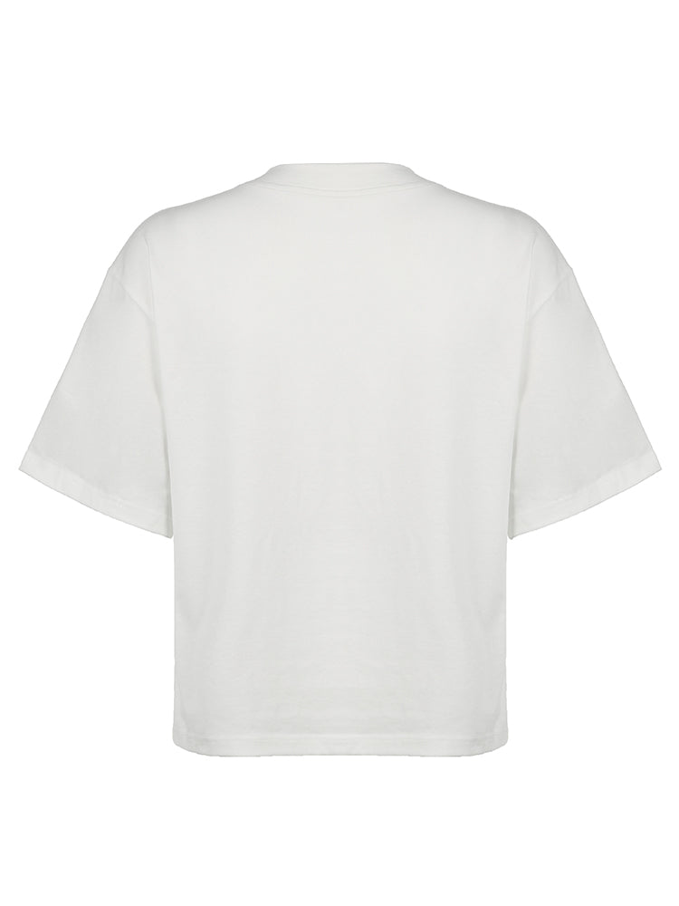 BXOXO - summer inspo Digital Print Casual Loose White T Shirts For Women V Neck Short Sleeve Preppy Streetwear Summer Top Tees Football Jersey