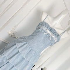 BXOXO - summer inspo Women Elegant Cake Layered Dress Sexy One Shoulder Sleeveless Suspender Dress 2025 Fashion Vacation Style Long Dress