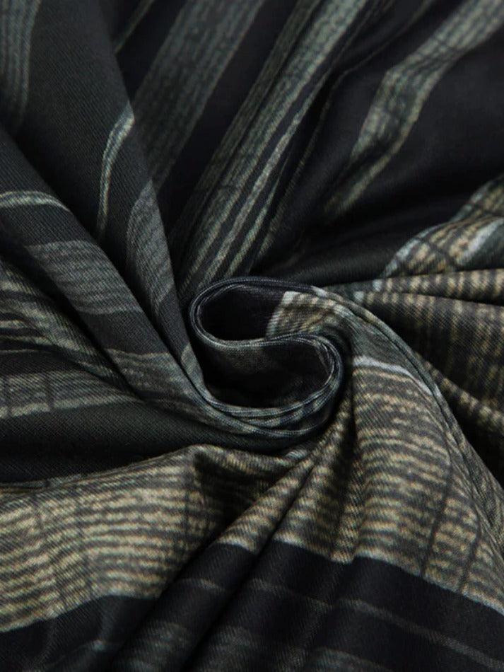 Vintage V Shape Striped Print Low Rise Maxi Skirt