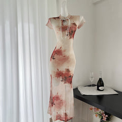 BXOXO - summer inspo Fashion Improved Cheongsams Sexy Embroider Qipao Split Hollow Out Vestidos Hem Chinese Style Dresses Women Summer New Dress