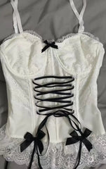 BXOXO Sweet Girl Sling Y2k  Summer Camis Women Clothes Streetwear Bow White Bandage Kawaii Slim Tank Tops Sexys Harajuku Crop Top