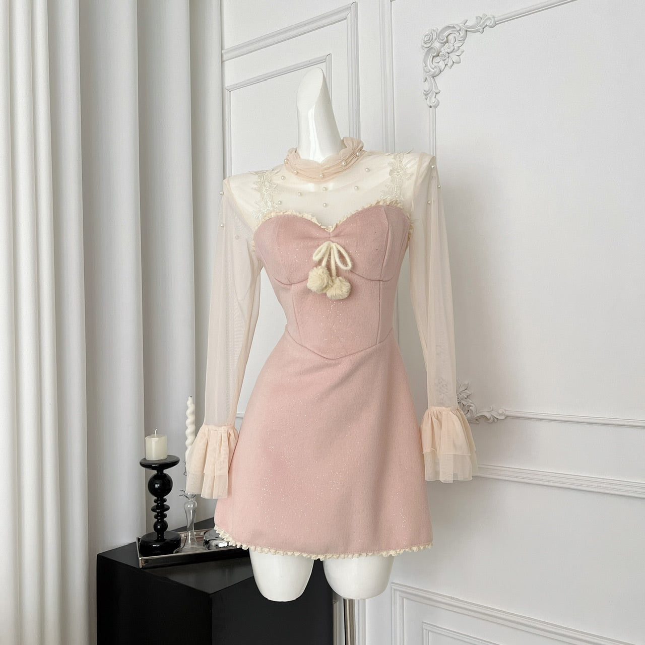 BXOXO Japanese Fashion Sweet Kawaii 2 Piece Set Women Mesh Lace Tops+Splicing Halter Mini Dress Female Casual Cute Designer Suits New