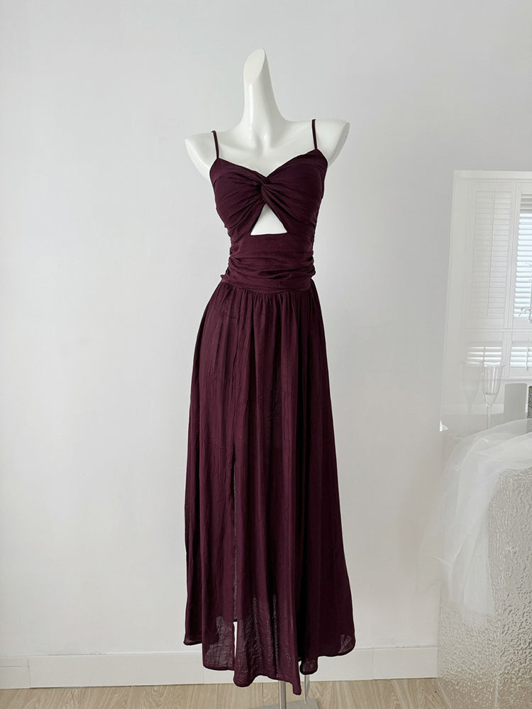 BXOXO - summer inspo Women's Fashion Sexy Hollow Out V-Neck Suspender Dress Backless High Waist Dresses Temperament Casual Vacation Dress