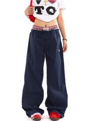 BXOXO Y2k Women Cargo Pants Vintage Harajuku Baggy Streetwear Wide Leg Patchwork Aesthetic Trousers Joggers American Retro