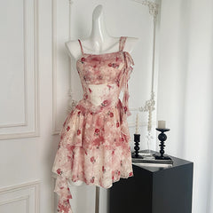 BXOXO - summer inspo Floral Print Slash Neck Dress Women Summer Sleeveless Vintage Dress Elegant Fashion Casual High Waist Suspender Dresses