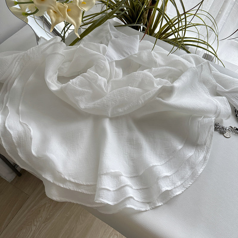 BXOXO - summer inspo 2025 New White Shirts Dresses for Women Elegant Lady Casual Long Sleeve Button Down Ruffles Dress High Waist Loose Party Dress