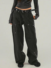 Street Rivet Studded High Rise Boyfriend Jeans