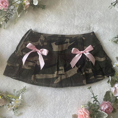 Bxoxo Hip-Hop Rock Women Skirt Y2K Streetwear Emo Girl vintage Harajuku Cute Bow Camouflage Gothic Punk Summer New Mini Sexy Hot Skirt