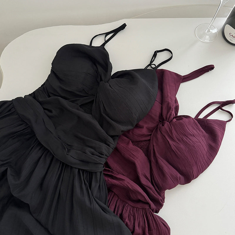 BXOXO - summer inspo Women's Fashion Sexy Hollow Out V-Neck Suspender Dress Backless High Waist Dresses Temperament Casual Vacation Dress
