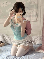 BXOXO Kawaii MIni Skirt Summer Cute Y2K Women Clothes Grunge Korea White Short Skirts Sexy Streetwear Casual 2000s E Girl Lace Skirts