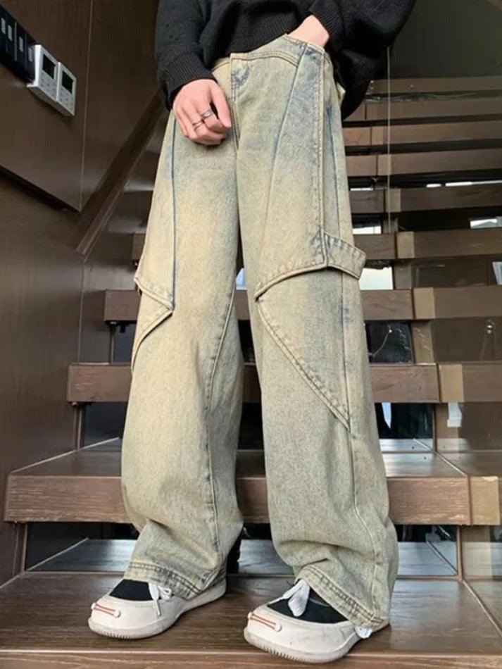 Vintage Distressed Splice Loose Jeans