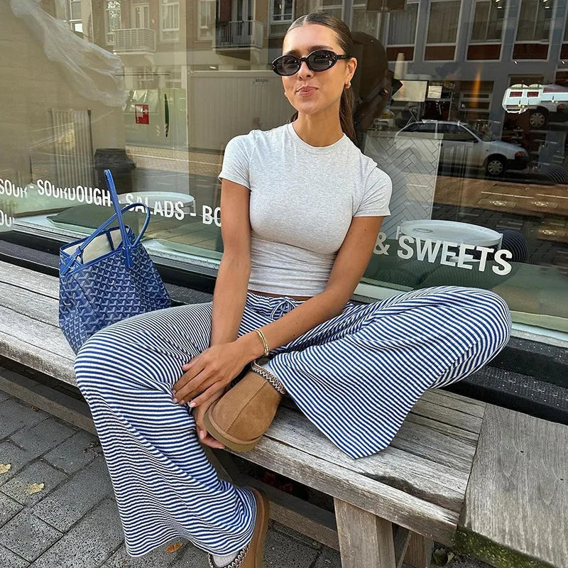 BXOXO Y2k Trousers Joggers Streetwear Pants Women Clothing Stripe Casual High waist Vintage Punk Loose Sweatpants Wide Leg Pantalones
