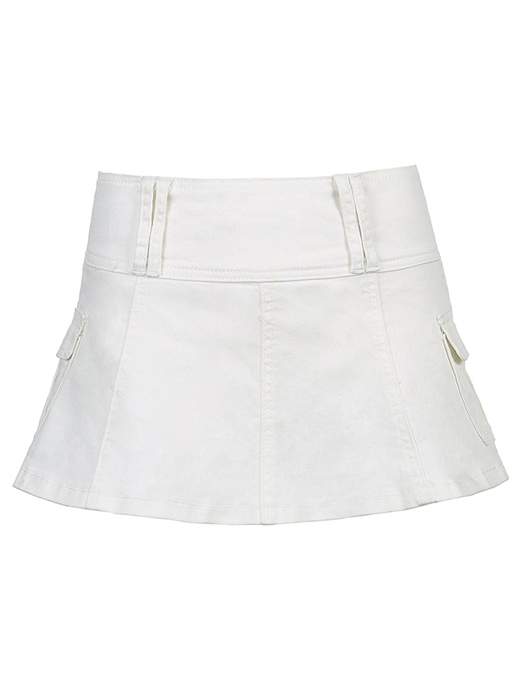 BXOXO - summer inspo Sweetown White A Line Y2K Denim Shorts Skirts Womens Black Side Pocket Casual Cargo Jean Skirt Simple Preppy Golf Tennis Outfits