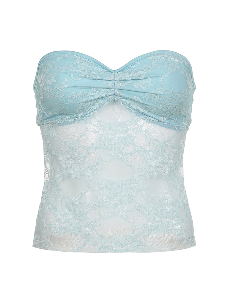 BXOXO - summer inspo Y2K Clothes Backless Tie Strapless Sexy Cute Lace Crop Tops Women Sweet Kawaii 2000s Balletcore Tanks Camis
