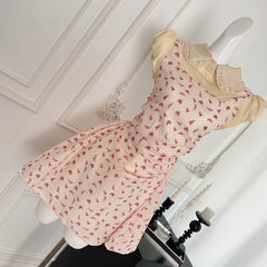 BXOXO - summer inspo Fake Two Pieces of Bow Printed Short Sleeved Dress for Women Summer New Fashion Elegant Slim Fit Mini Dresses