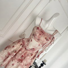 BXOXO - summer inspo Floral Print Slash Neck Dress Women Summer Sleeveless Vintage Dress Elegant Fashion Casual High Waist Suspender Dresses