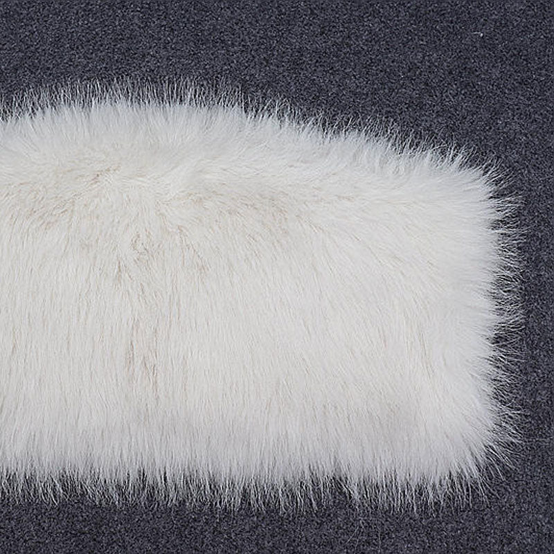 Solid Color Zip Up Fur Strapless Crop Top - White