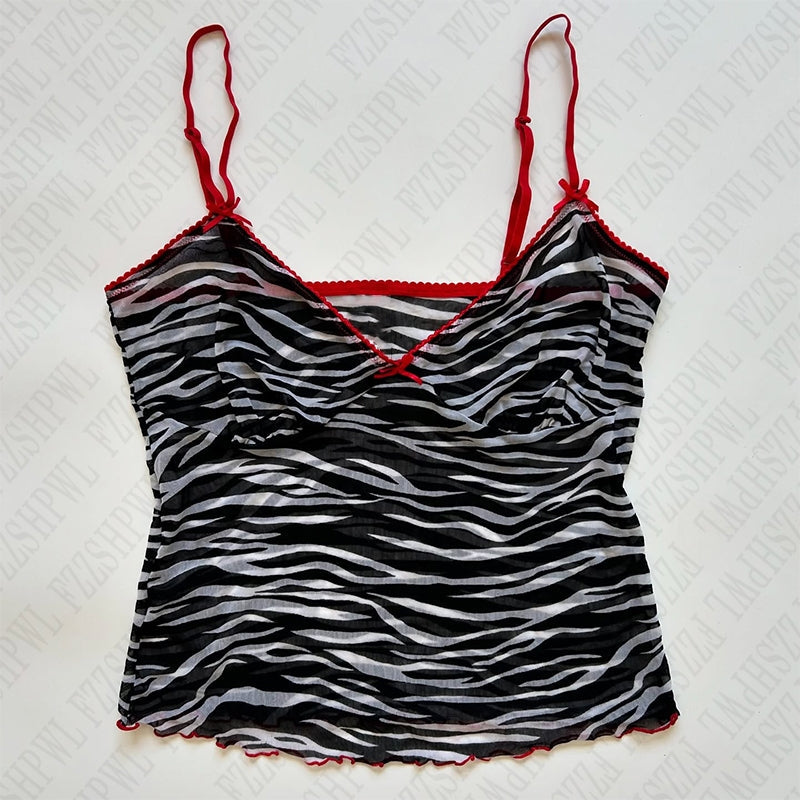 Bxoxo Streetwear Fashion Versatile Striped Women Sleeveless Camisole Tops Hip Hop Punk Rock New Summer Sexy Bowknot baby Crop Tops emo