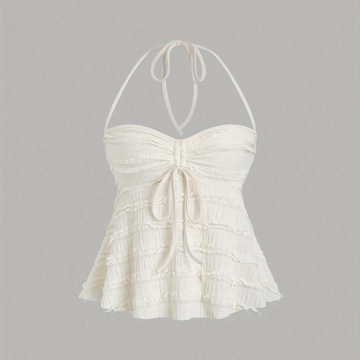 BXOXO [Solid Color Halter Sexy Top] Women's Chic Y2K-Inspired Solid Color Semi-Sheer Halter Top with Tie-Up Backless Design - Sexy Summer Sleeveless Blouse in Lightweight Polyester, Machine Washable, Beach Coverup|Feminine St