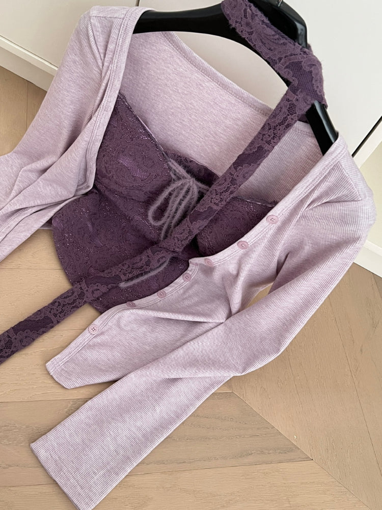 BXOXO Spring Korean Fashion Ballet Suits Women Tie Fake Slim Two Pieces Tops+Elastic Waist Mini Skirts Cute Sweet Casual Clothing New