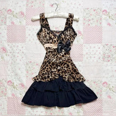 BXOXO Graphic Leopard Print Women T shirt 2000s Vintage Clothes Punk Sexy Tank Top Gothic Casual Grunge Girl Sling Aesthetic Crop Tops