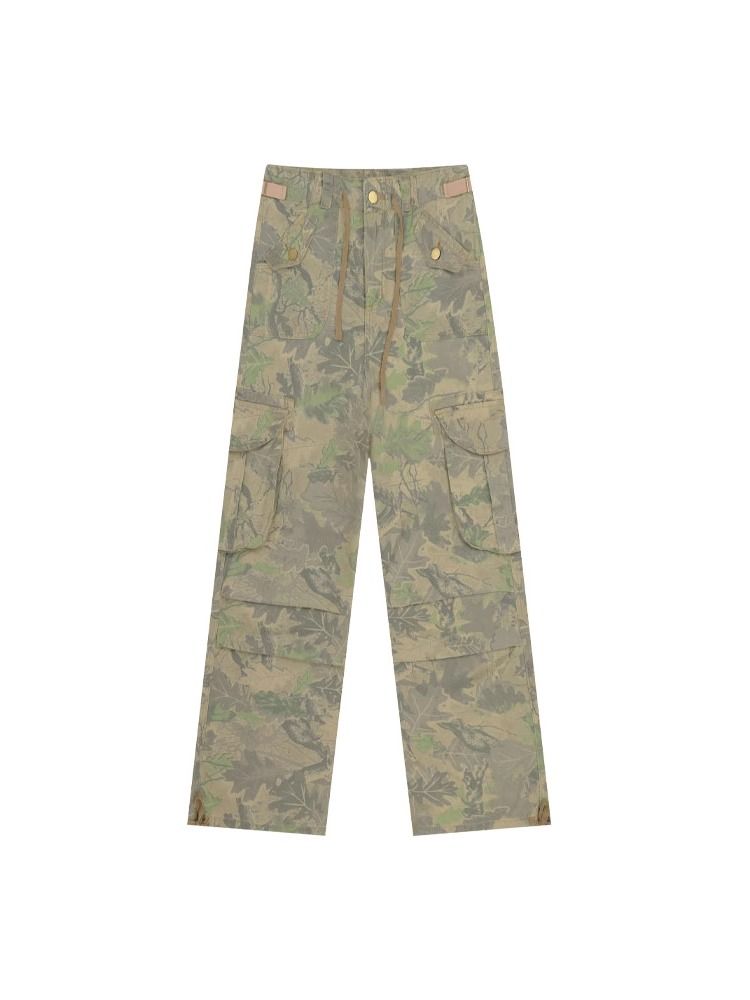 BXOXO Vintage Y2k Camouflage Cargo Pants Women Hip Hop Style Wide Leg Camo Pants Tie-dye Streetwear Grunge Aesthetic 90s Pants