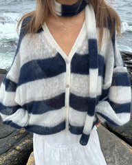 Bxoxo Y2K Striped autumn and winter women cardigan sweater versatile casual streetwear vintage Harajuku hip-hop thin pullover sweater