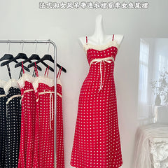 BXOXO - summer inspo Summer New Polka Dot Dresses Fashionable Harajuku Retro Suspender Dress Women Elegant Sleeveless Long Dress
