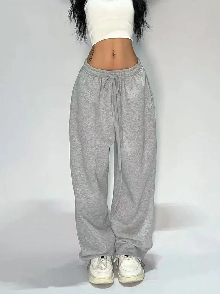 BXOXO Casual Gray Sweatpants Women Wide Leg Black Joggers Classic Baggy Streetwear Female Oversized Sports Trousers All-match