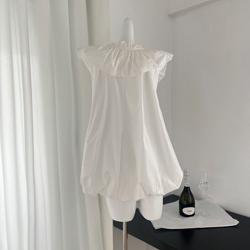 BXOXO - summer inspo Korean Style Gentle Lotus Leaf Edge V-neck Dress Women Summer New Temperament Sleeveless Dress Chic Beach Vestidos