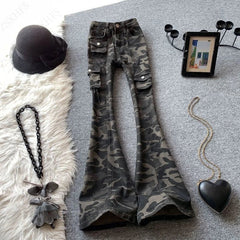 BXOXO Pants Streetwear Vintage Women Clothing High Waist Camouflage Joggings Femme Hip Hop Punk Sweatpants Y2k Cargo pants Trousers