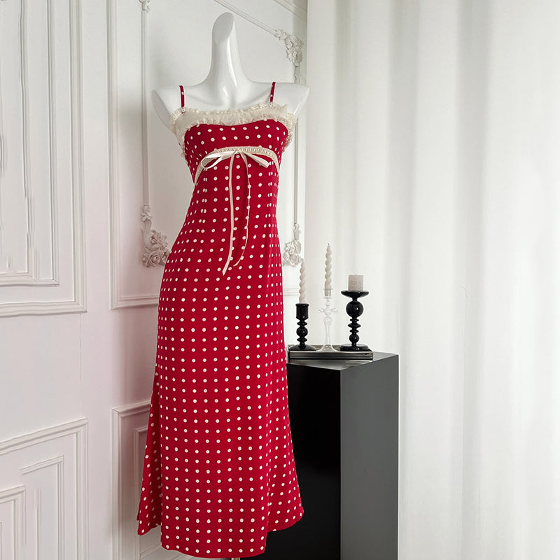 BXOXO - summer inspo Summer New Polka Dot Dresses Fashionable Harajuku Retro Suspender Dress Women Elegant Sleeveless Long Dress