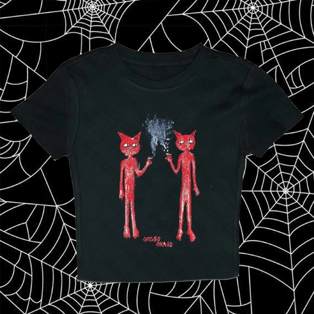 Bxoxo Baby T-shirt Streetwear Gothic Summer Fashion Aesthetic Harajuku Punk Graphic Print Y2K Style T-shirt Vintage Cropped Top Women