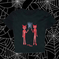 Bxoxo Baby T-shirt Streetwear Gothic Summer Fashion Aesthetic Harajuku Punk Graphic Print Y2K Style T-shirt Vintage Cropped Top Women
