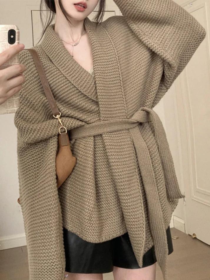 V Neck Lace Up Cardigan