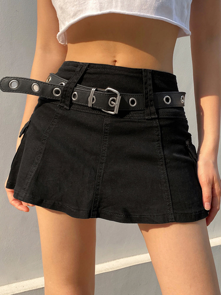 BXOXO - summer inspo Sweetown White A Line Y2K Denim Shorts Skirts Womens Black Side Pocket Casual Cargo Jean Skirt Simple Preppy Golf Tennis Outfits