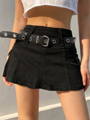 BXOXO - summer inspo Sweetown White A Line Y2K Denim Shorts Skirts Womens Black Side Pocket Casual Cargo Jean Skirt Simple Preppy Golf Tennis Outfits