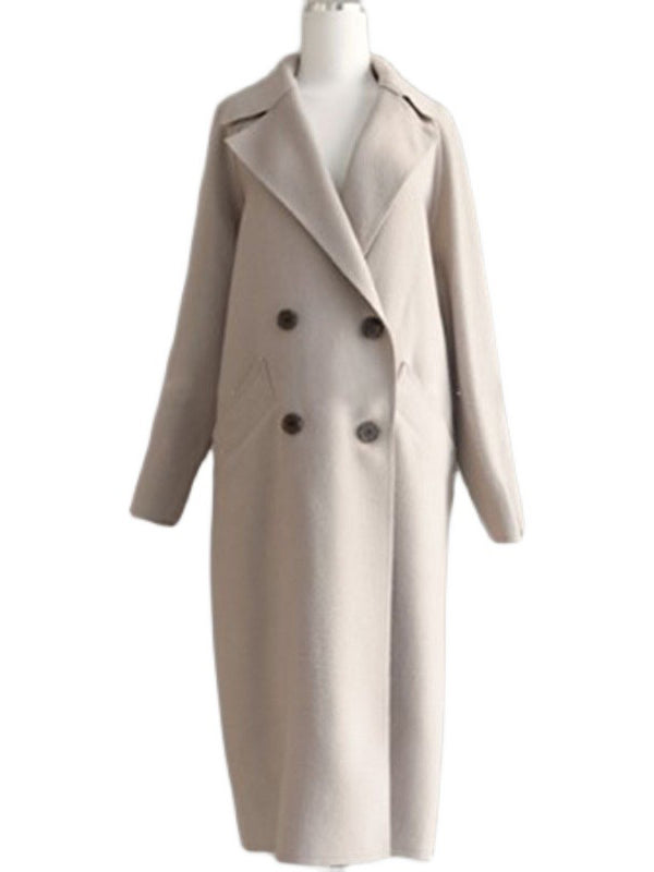 BXOXO Urban Loose Solid Color Belted Woolen Coat